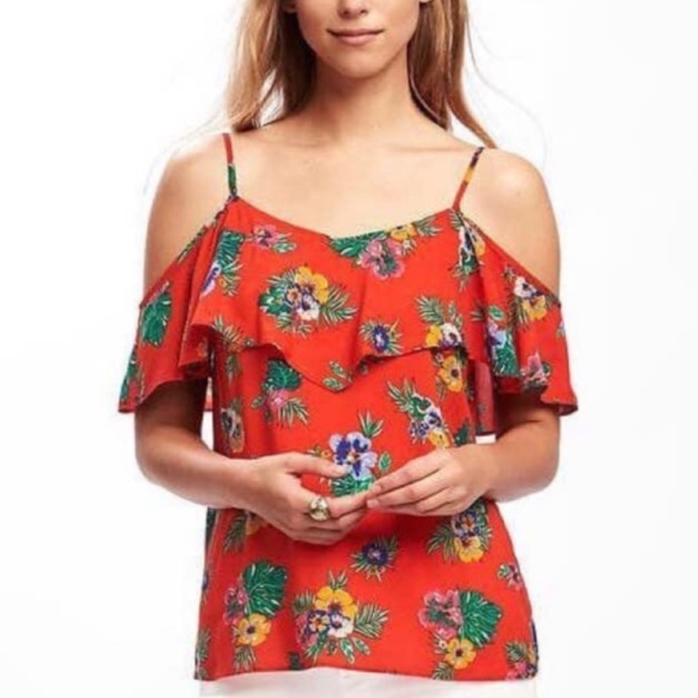 Old Navy Women's Off shoulder Sleeveless Tropical Blouse XL NWT